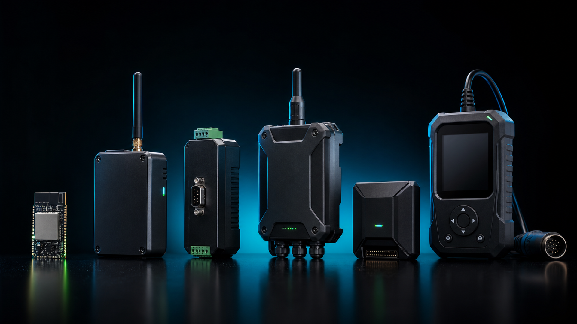 BLE 모듈·LTE-M 모뎀·RS-485 컨버터·LoRa 장치·프로그래머·EVCT 진단기로 구성한 모빌리안 기술 제품군 라인업